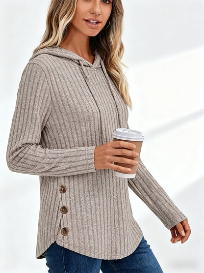 Victoria™ | Ribbed Knit Drawstring Hooded Sweater
