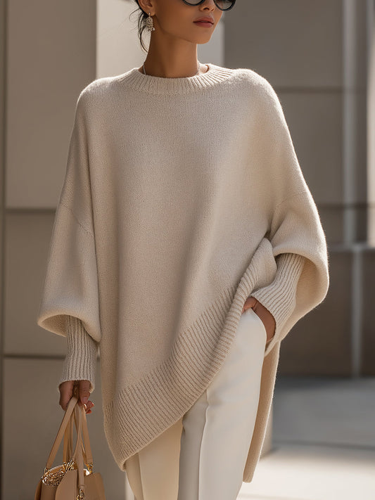Gardenia™ | Ribbed-cuff crewneck poncho sweater