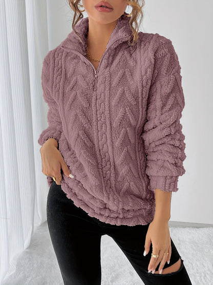 Charline™ | Textured Sherpa Half-Zip Pullover