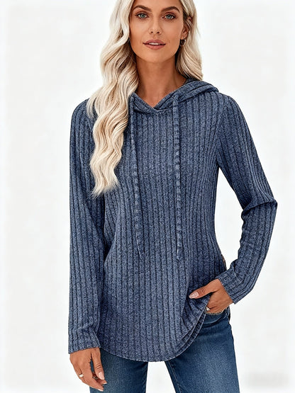 Victoria™ | Ribbed Knit Drawstring Hooded Sweater