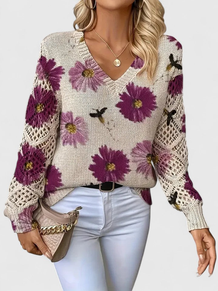 Tristana™ | Elegant Floral Cotton Sweater