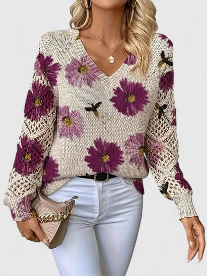 Tristana™ | Elegant Floral Cotton Sweater