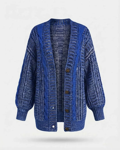 Hortense™ | Cable-Detail Buttoned Oversized Cardigan