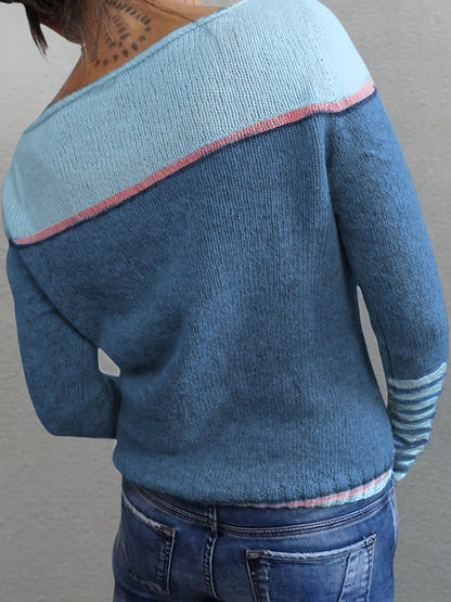 Leila™ | Casual Striped and Color Block Sweater
