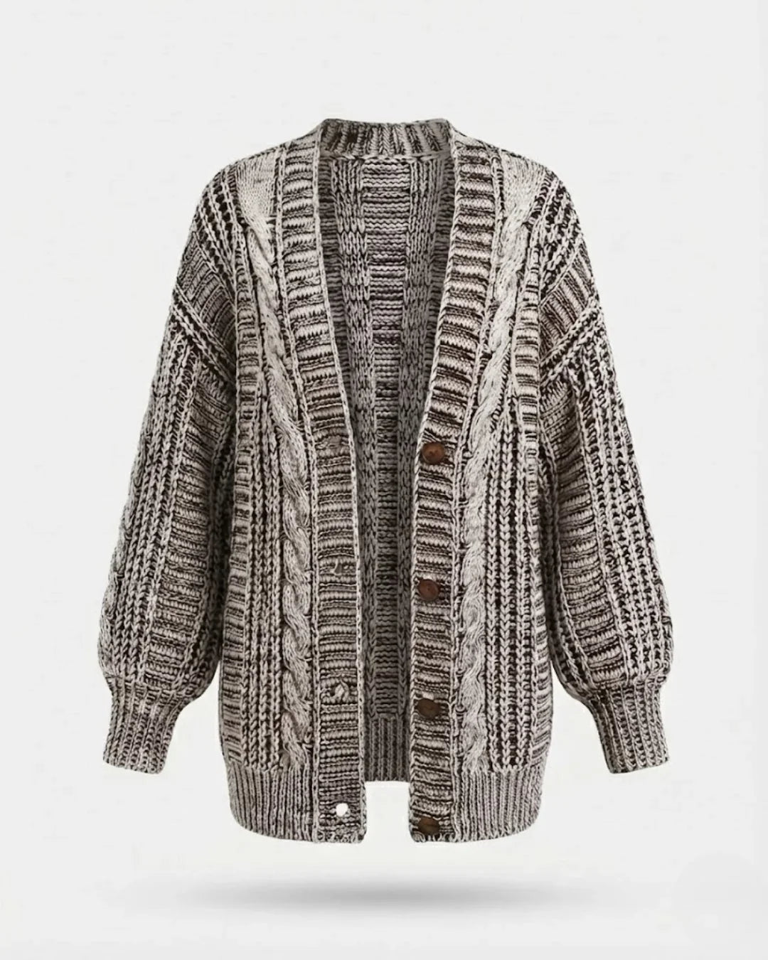 Hortense™ | Cable-Detail Buttoned Oversized Cardigan