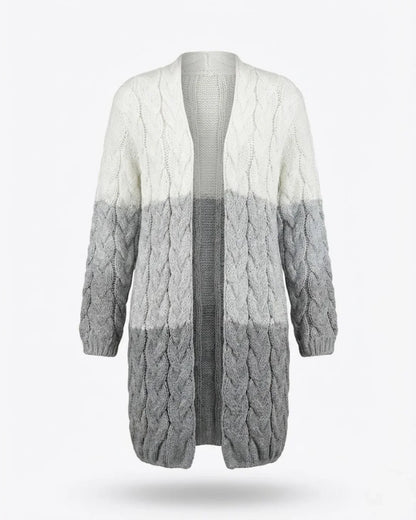 Kalila™ | Ombre Cable-Knit Long Cardigan