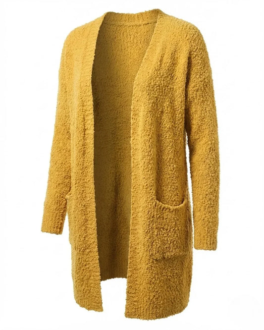 Imani™ | Bouclé Knit Open-Front Mid-Length Cardigan