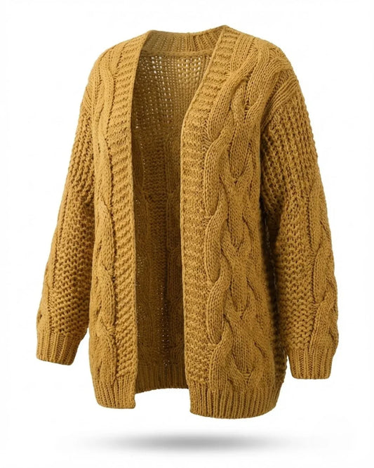 Karine™ | Cable-Knit Oversized Short Cardigan