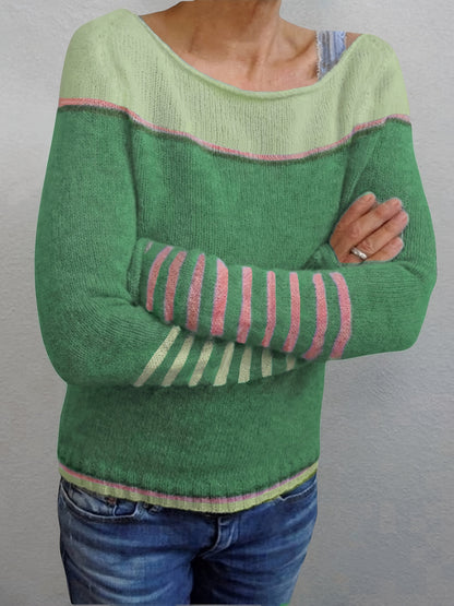 Leila™ | Casual Striped and Color Block Sweater