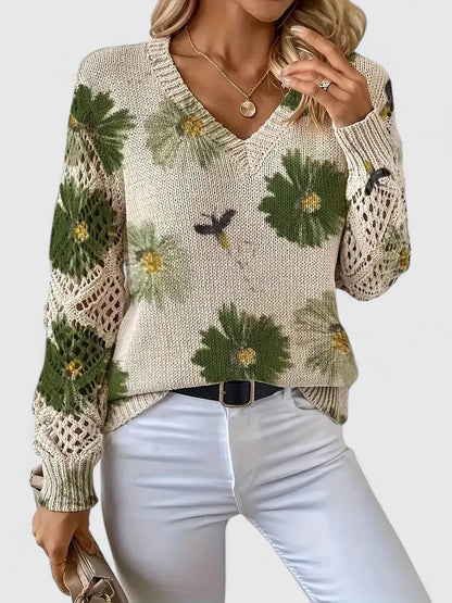 Tristana™ | Elegant Floral Cotton Sweater