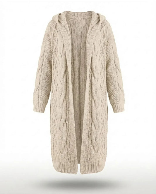 Hester™ | Hooded Cable-Knit Long Cardigan
