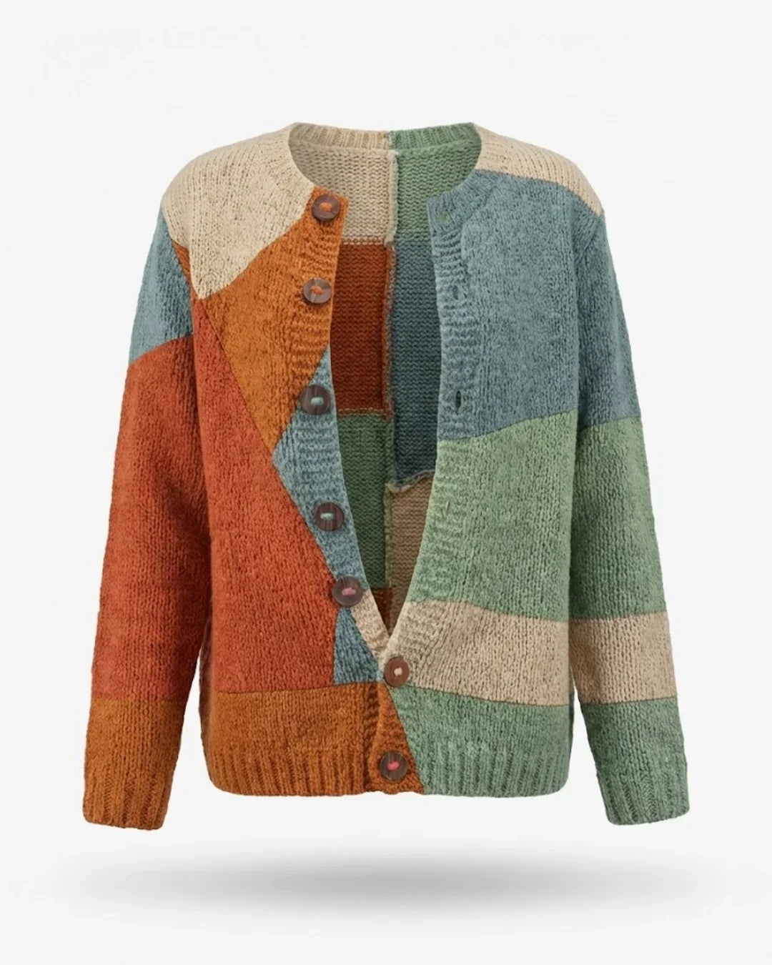 Ranna™ | Colorblock patchwork button-front cardigan