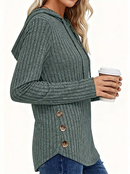 Victoria™ | Ribbed Knit Drawstring Hooded Sweater