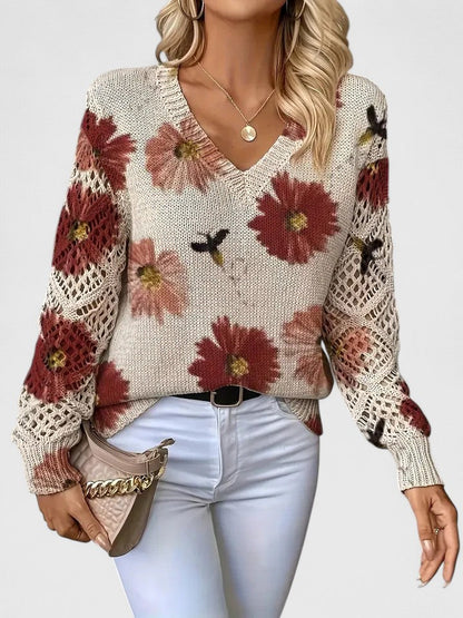 Tristana™ | Elegant Floral Cotton Sweater