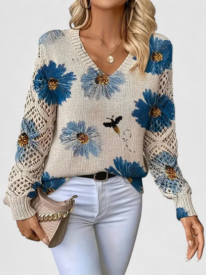 Tristana™ | Elegant Floral Cotton Sweater