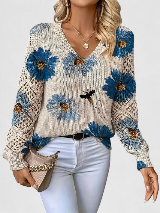 Tristana™ | Elegant Floral Cotton Sweater