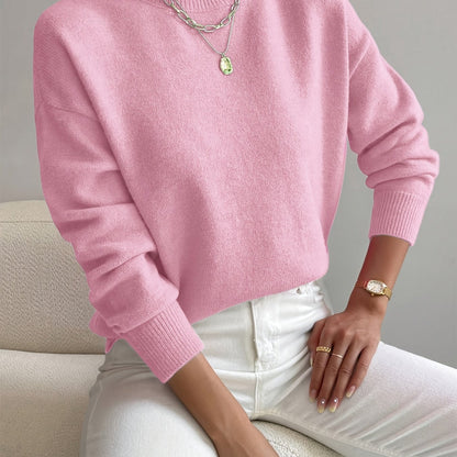Roslyn™ | Ribbed-Trim Long-Sleeve Mock-Neck Sweater