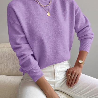 Roslyn™ | Ribbed-Trim Long-Sleeve Mock-Neck Sweater