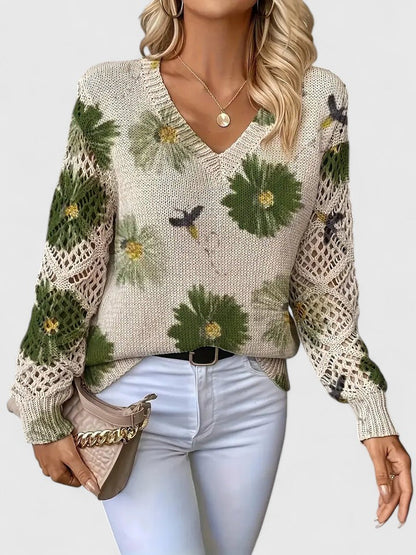 Tristana™ | Elegant Floral Cotton Sweater