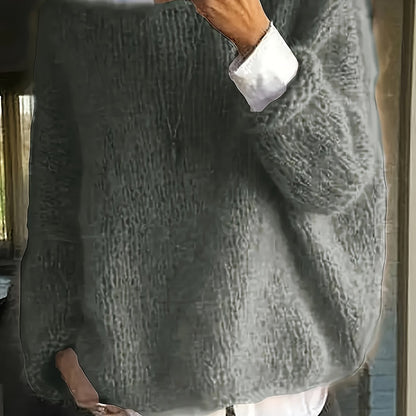 Mia™ | Fuzzy Oversized Boat-Neck Sweater