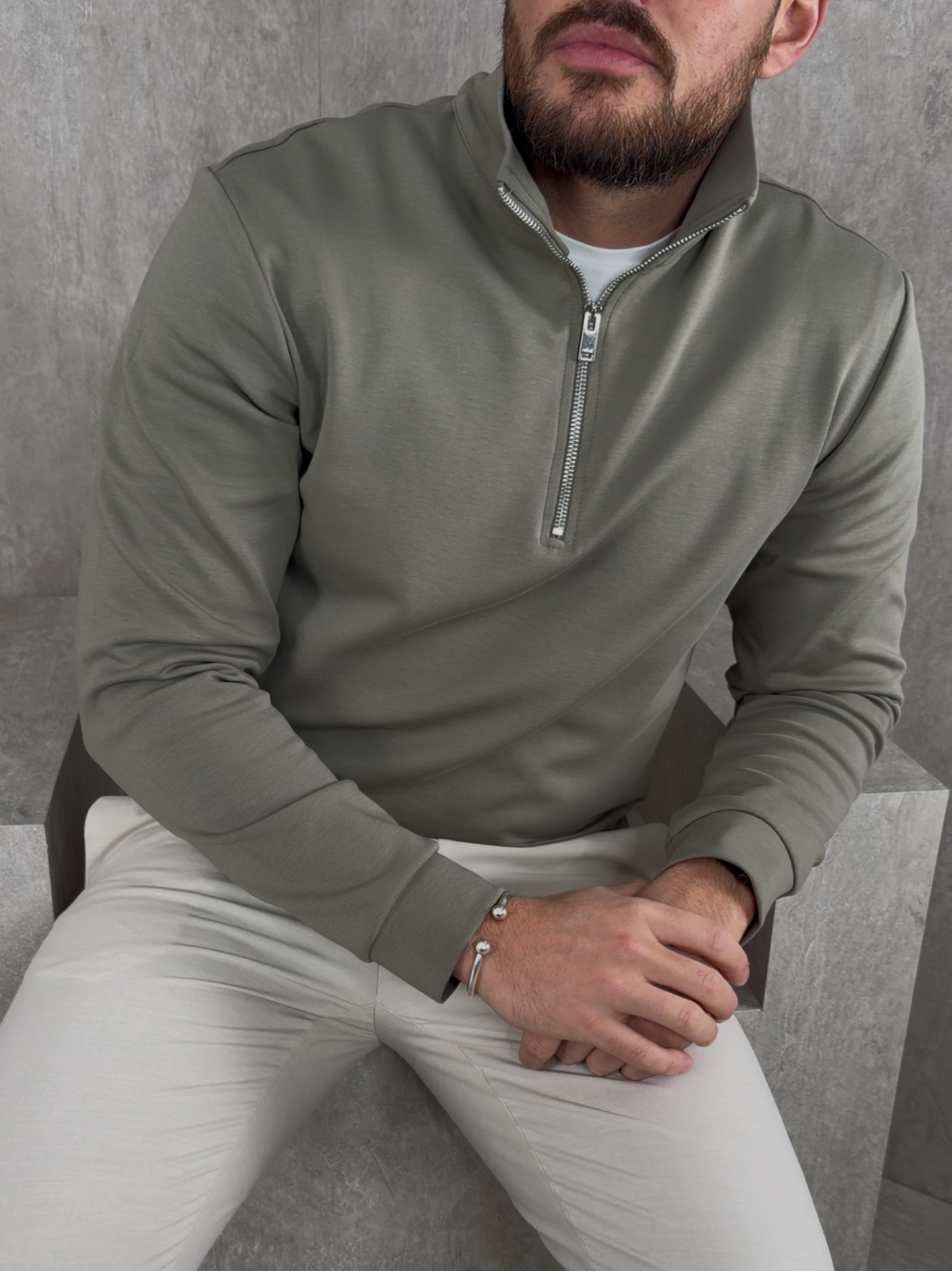 Jersey Interlock Half Zip Jumper
