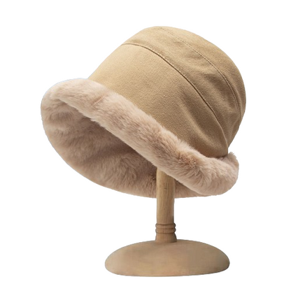 Eira™ | Faux-fur trim corduroy cloche hat