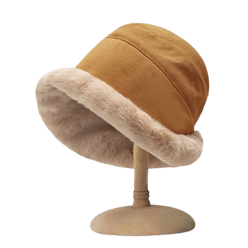 Eira™ | Faux-fur trim corduroy cloche hat