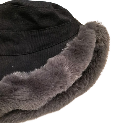 Eira™ | Faux-fur trim corduroy cloche hat
