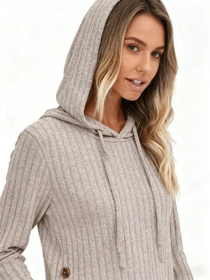 Victoria™ | Ribbed Knit Drawstring Hooded Sweater