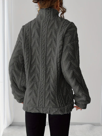 Charline™ | Textured Sherpa Half-Zip Pullover