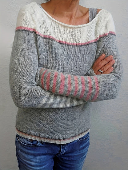 Leila™ | Casual Striped and Color Block Sweater