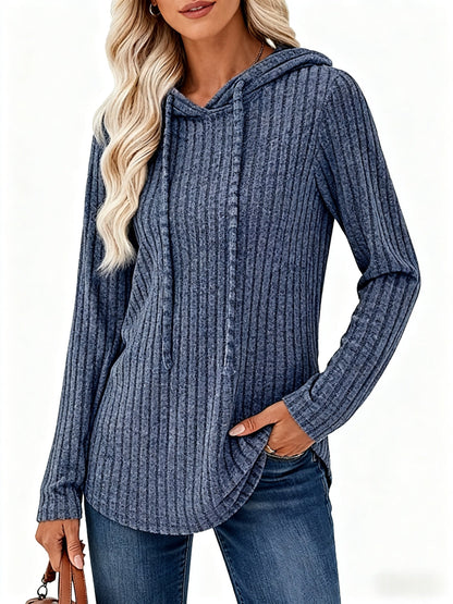 Victoria™ | Ribbed Knit Drawstring Hooded Sweater