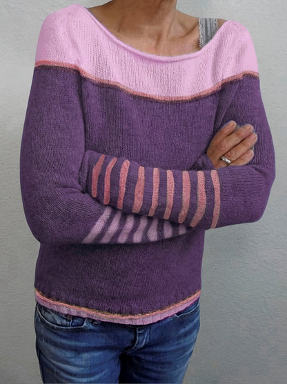 Leila™ | Casual Striped and Color Block Sweater