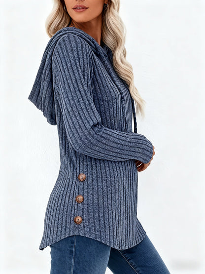 Victoria™ | Ribbed Knit Drawstring Hooded Sweater