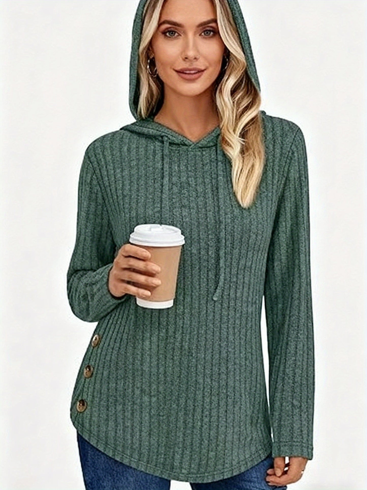 Victoria™ | Ribbed Knit Drawstring Hooded Sweater